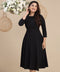 Half Sleeve Round Neck Black Dress